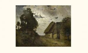 DUBOIS Désiré 1817-1889,village au clair de lune,1868,Mercier & Cie FR 2006-03-26