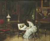 DUBOIS D'AISSCHE Louis 1822-1864,Lady Looking at Paintings,Rachel Davis US 2010-10-23