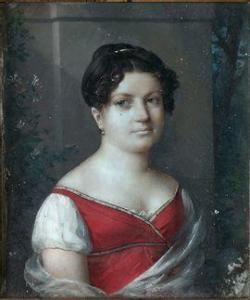 DUBOIS Frédéric 1780-1819,Portrait de jeune femme en robe rouge,Binoche et Giquello FR 2021-06-25