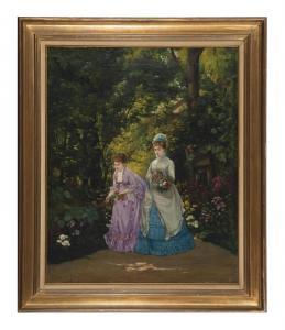 DUBOIS Hippolyte Henri P,Elegant ladies gathering flowers in a garden,1874,Christie's 2012-06-19