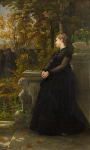 DUBOIS Hippolyte Henri P 1837-1909,Femme sur sa terrasse,1872,Aguttes FR 2013-10-25