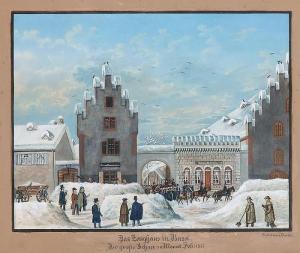 DUBOIS LUDWIG 1821-1869,Das Zeughaus in Basel. Der grosse Schnee im Februa,1855,Fischer 2014-06-18