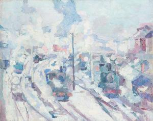 DUBOIS Roger Maximilien 1894-1918,La gare du Luxembourg à Bruxelles en hiver,Horta BE 2019-06-17