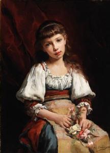 DUBOS Angèle 1844,Girl with Flowers,1881,Palais Dorotheum AT 2015-10-22