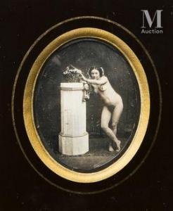 DUBOSCQ Jules 1817-1886,Nu à la colonne et au panier fleuri,1851,Millon & Associés FR 2021-06-02