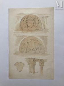 DUBOUCHET HENRI JOSEPH 1833-1909,Relevé de décors architecturaux de l\’abbaye de ,Millon & Associés 2024-02-08