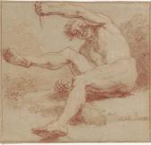 DUBOURG Louis Fabricius 1693-1775,A reclining male nude holding a staff,1738,Christie's 2004-10-05