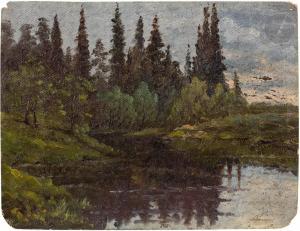 DUBOVSKOIJ Nikolaj Nikanorovich 1859-1918,Paysage à l\’étang,1913,Ader FR 2023-05-16