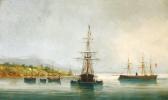 DUBREUL CHERI 1828,Bateaux à l'ancre au large d'une côte,1872,Boisgirard & Associés FR 2010-11-21