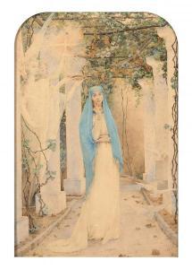 DUBUFE Édouard M. Guillaume,Deux anges couronnant la Vierge sous une tonnelle ,1894,Artcurial | Briest - Poulain - F. Tajan 2022-09-27