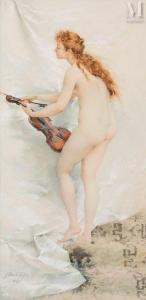 DUBUFE Édouard M. Guillaume 1853-1909,Femme au violon,1891,Millon & Associés FR 2023-05-23