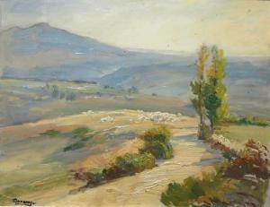 DUCARUGE Léon Pierre 1845-1911,Etude de paysage aux troupeaux de moutons au bord ,Sadde 2019-04-25