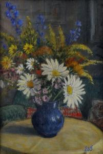 DUCHAJOVÁ ŠVEHLOVÁ ŽELA 1880-1955,Váza s kvetmi na stole,1920,Soga SK 2010-06-08