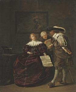 DUCK Jacob 1600-1667,A lady presenting a letter to a gentleman,1635,Christie's GB 2009-07-07