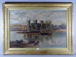 DUCKWORTH Monica 1900-1900,Conwy Castle and Suspension Bridge with boats and,1898,Rogers Jones & Co 2018-11-27