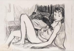 DUCOMMUN Jean 1920-1958,Jeune femme assise sur son lit,Dogny Auction CH 2018-12-04