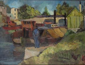 DUCOMMUN Jean 1920-1958,Le port,Dogny Auction CH 2018-12-04