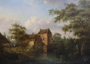 DUCORRON Julien Joseph 1770-1848,Figures beside a watermill,1818,Gorringes GB 2022-03-08