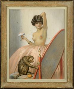 DUCOURANT L 1900-1900,Jeune Femme au Singe,Galerie Moderne BE 2012-05-15