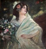 DUDITS Andor 1866-1944,Woman with Bouquet of Flowers,Pinter HU 2021-12-16
