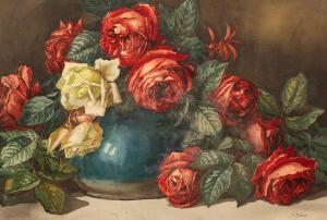 Dudley Arthur 1864-1915,Still Life, Red Roses,Simon Chorley Art & Antiques GB 2021-11-23