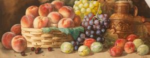 DUDLEY Arthur 1890-1909,Still Life/with basket of peaches, grapes, plu,Simon Chorley Art & Antiques 2022-07-19
