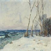 DUE Ole Wolhardt 1875-1925,Wintry landscape with trees at the coast,Bruun Rasmussen DK 2013-05-06