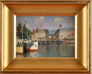 DUFAUX Henri 1879-1980,Quai pavoisé à Genève,1945,Conan-Auclair FR 2024-03-09