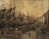 DUFEU Edouard Jacques 1836-1900,Le quai du port à Marseille,Damien Leclere FR 2012-10-27