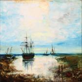 DUFEU Edouard Jacques 1836-1900,Ships along the coast at night,Bruun Rasmussen DK 2015-10-20