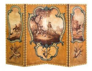 DUFOUR Georgette 1907,A Continental Painted Canvas Four-Panel Floor Screen,Hindman US 2017-01-24