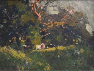 DUGGINS James Edward 1881-1968,Evening landscape near Leamington,1904,Peter Wilson GB 2017-03-02
