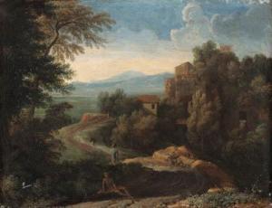 DUGHET Gaspard 1615-1675,An Italianate landscape with figures by a path,Christie's GB 1999-12-17
