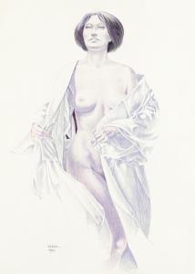 DUGO Franco 1941,Modella con vestaglia,1983,Borromeo Studio d'Arte IT 2021-04-07