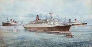 DUKE HRIS,Cunard liners QE2, Queen Elizabeth and Queen Mary ,1989,Bonhams GB 2011-10-05
