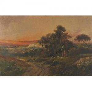 DUKER J.M,Sheep beside trees, village and country lane,Eastbourne GB 2020-01-04