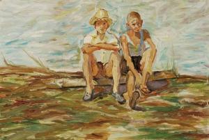 dukhanov genadiy ivanovich 1918,Two Boys Resting,Whyte's IE 2009-12-07