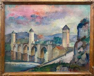 DULAC Guillaume 1868-1929,Le pont Valentré à Cahors,Eric Caudron FR 2023-05-26