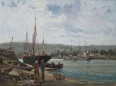 DULHOYA Pierre 1800-1800,Rouen harbour scene with fisherman,1882,Ewbank Auctions GB 2012-12-12