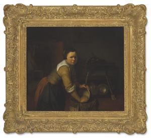 DULLAERT Heyman 1636-1684,A maid washing pans in a kitchen,Christie's GB 2021-07-09