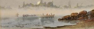 DUMBLE Albert E 1800-1800,Five figures in a canoe on a misty river,Witherells US 2014-05-15