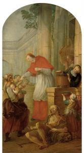 DUMESNIL Pierre Louis II,Saint Carlo Borromeo giving Alms to the Poor,1741,Christie's 2009-12-11