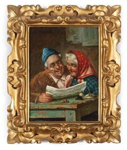 DUMINI Adolfo 1863,Happy Couple Reading the Paper,Neal Auction Company US 2020-02-08