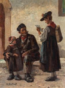 DUMONT Alfred,Jeune fille et paysan à Evolène,1888,Beurret Bailly Widmer Auctions 2022-04-08
