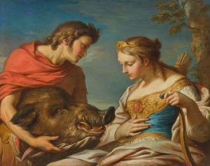 DUMONT LE ROMAIN Jean, ou Jacques 1701-1781,Meleager presents Atalante with the,1739,Galerie Koller 2024-03-22