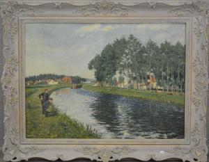 Dumont M 1900,Paysage à la rivière animée,Rops BE 2016-10-09