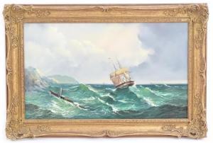 DUMONT SMITH Robert 1908-1994,A ship in choppy waters off the coas,20th century,Claydon Auctioneers 2022-08-28