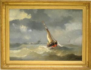 DUMOUCHEL Salutiano,Bateau de pêche de Trouville dans la vague,1883,Alliance Encheres 2008-06-22