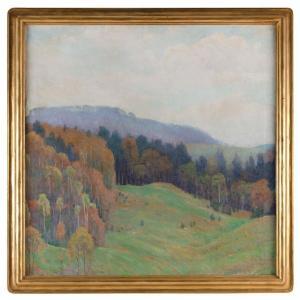 DUNBAR Harold C. 1882-1953,Hillside landscape, likely the Blue Hills, Canton,,Eldred's US 2023-07-28
