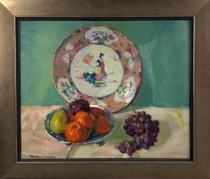 DUNBIER Augustus William,still-life with Chinese export plate and fruit,CRN Auctions 2020-09-20